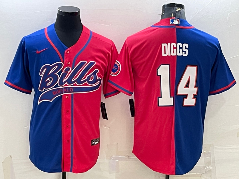 Men's Buffalo Bills Stefon Diggs #14 Royal/Red Game Jersey1 Joint Edition