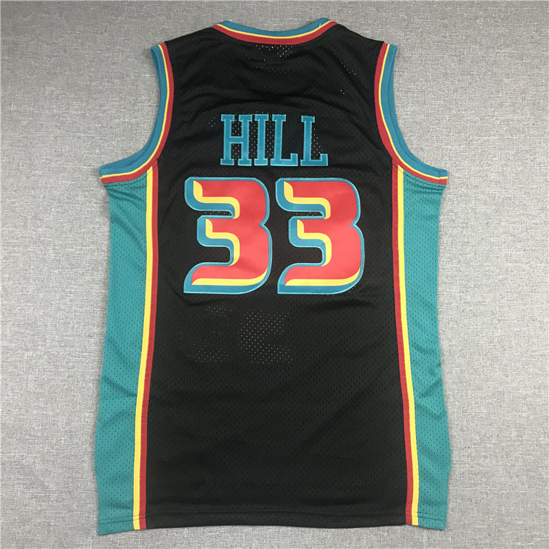 Men's Detroit Pistons Grant Hill 1998-99 Black Hardwood Classics Swingman Jersey1