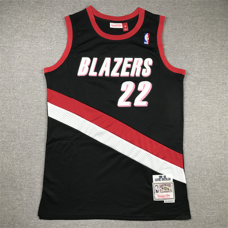 Men's Portland Trail Blazers Clyde Drexler #22 Black 1991-92 Hardwood Classics Swingman Jersey1