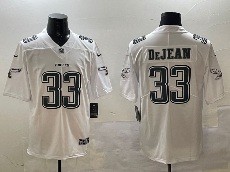 Men's Philadelphia Eagles Cooper DeJean #33 Tundra White Fashion Game Jersey1