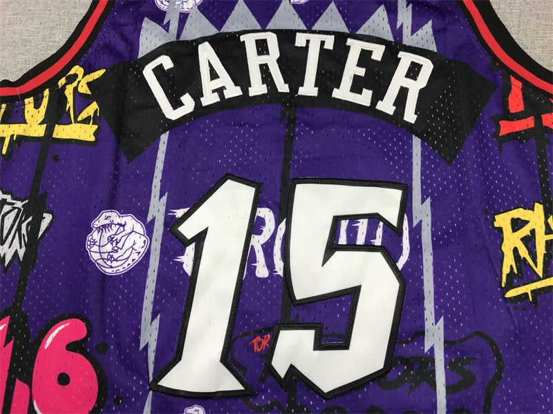 Men's Toronto Raptors Vince Carter #15 Purple Swingman Player Jersey1 - Graffiti Edition