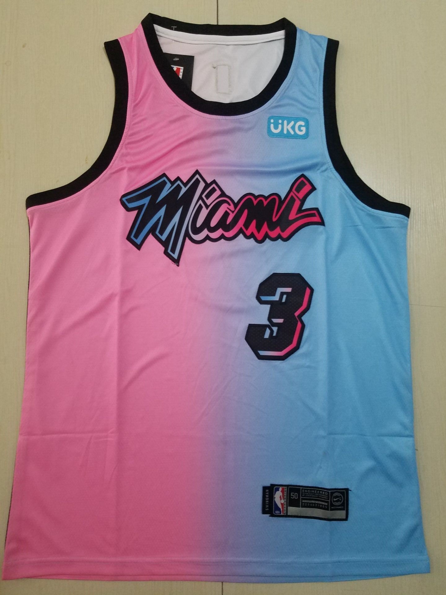 Men's Miami Heat Dwyane Wade #3 Pink/Blue Swingman Player Jersey1