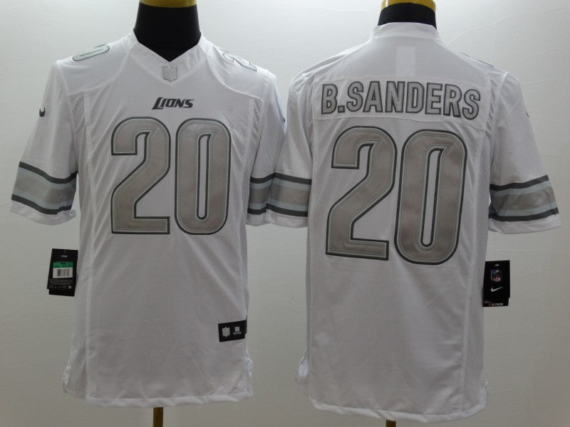 Men's Detroit Lions Barry Sanders #20 White Game Jersey1