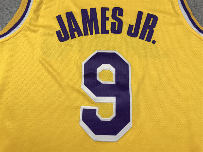 Men's Los Angeles Lakers Bronny James #9 Gold Swingman Player Jersey1 - Icon Edition