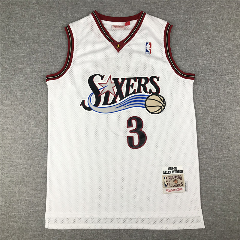 Men's Philadelphia 76ers Allen Iverson #3 White Swingman Jersey1