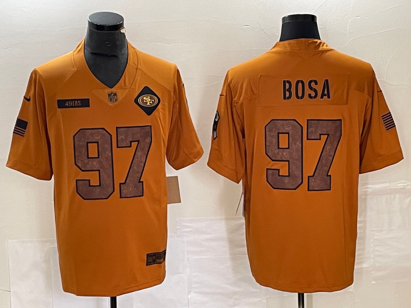 Men's San Francisco 49ers Nick Bosa #97 Brown 2023 Salute To Service Retired Player Limited Jersey1