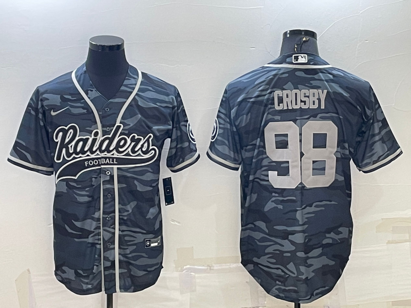 Men's Las Vegas Raiders Maxx Crosby #98 Grey Camouflage Game Jersey1 Joint Edition