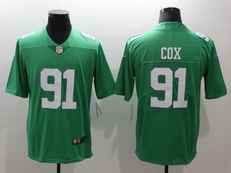 Men's Philadelphia Eagles Fletcher Cox #91 Green Game Jersey1