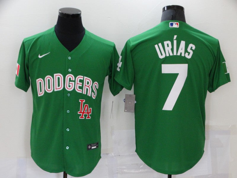 Men's Los Angeles Dodgers Julio Urias #7 Green Replica Baseball Jersey1