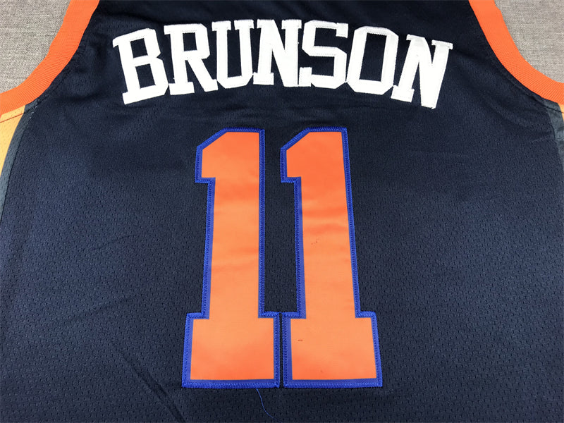 Men's New York Knicks Jalen Brunson #11 Navy Game Jersey - Statement Edition