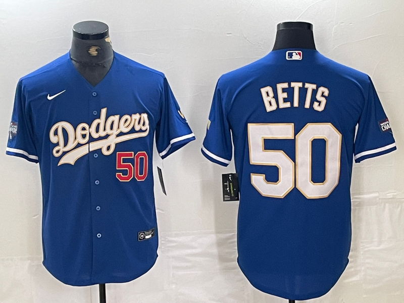 Men's Los Angeles Dodgers Mookie Betts #50 Blue Game Jersey1