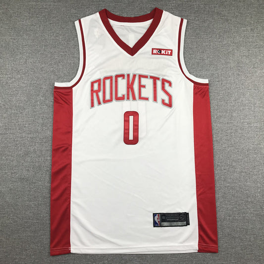 Men's Houston Rockets Russell Westbrook #0 White Classics Swingman Jersey1