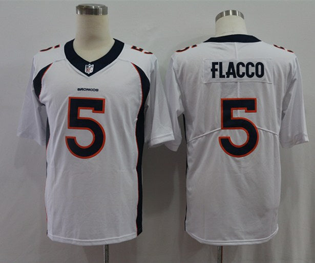Men's Denver Broncos Joe Flacco #5 White Game Jersey1