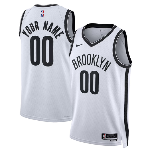 Men's Brooklyn Nets White Swingman Custom Jersey1 - Association Edition