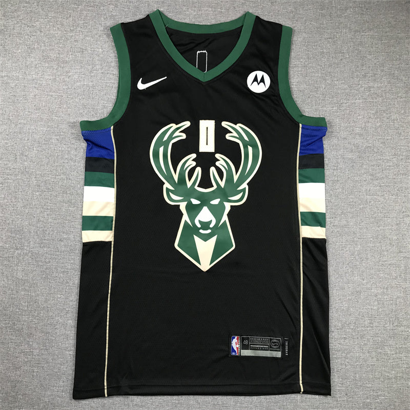 Men's Milwaukee Bucks Damian Lillard #0 Black Swingman Jersey1