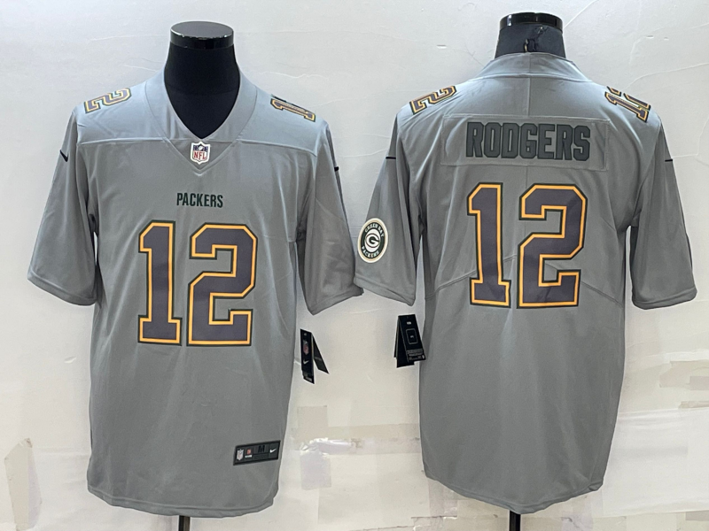 Men's Green Bay Packers Aaron Rodgers #12 Gray Atmosphere Fashion Game Jersey1