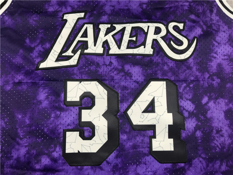 Men's Los Angeles Lakers Shaquille O'Neal #34 Purple Galaxy Swingman Jersey1