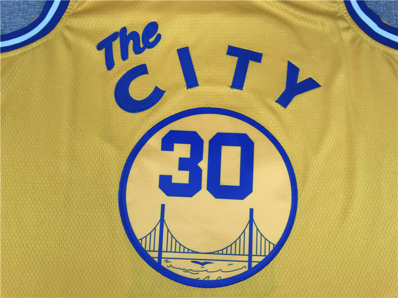 Men's Golden State Warriors Stephen Curry Gold Fast Break Team Replica Jersey1