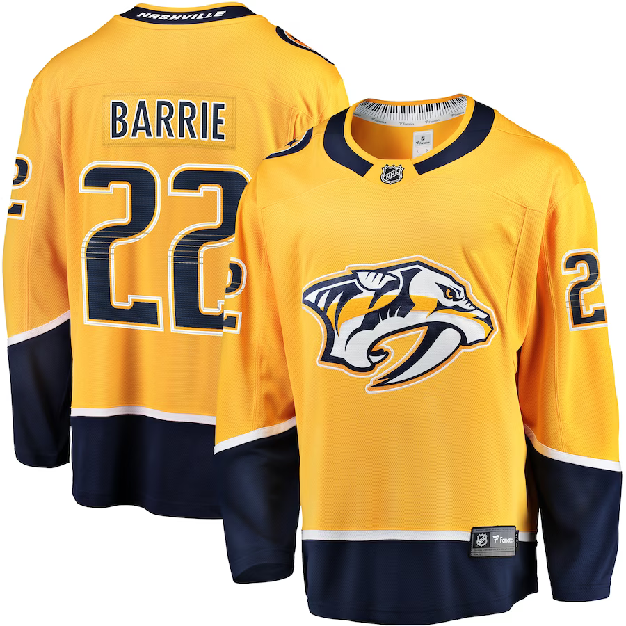Tyson Barrie #22 Nashville Predators Gold Home Breakaway Jersey - JerseysFreak