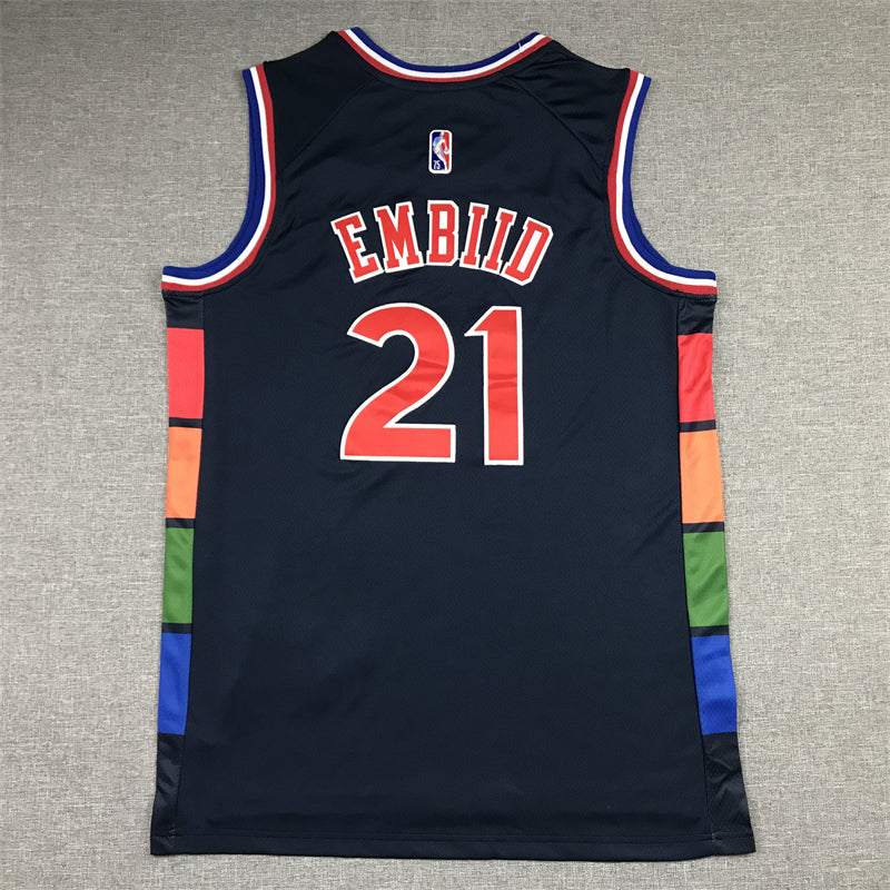 Men's Philadelphia 76ers Joel Embiid Navy 2021/22 Swingman Jersey1 - City Edition