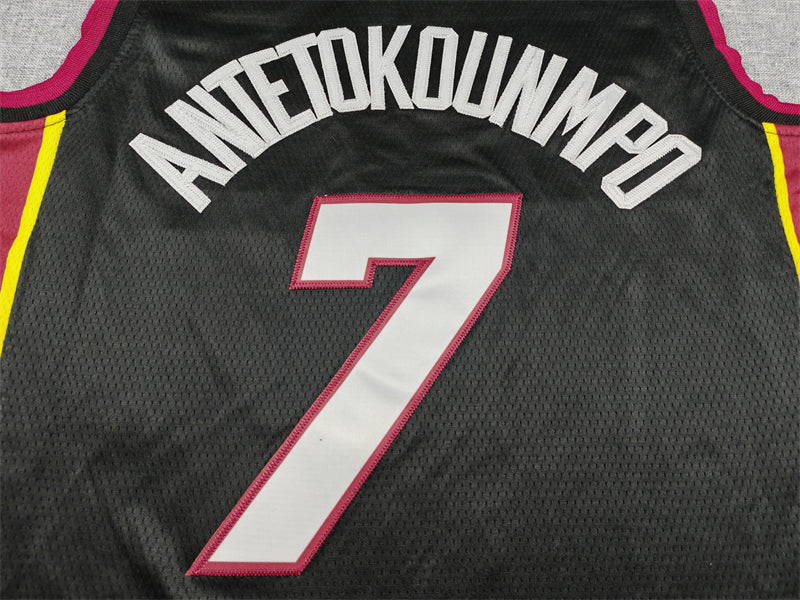 Men's Miami Heat Giannis Antetokounmpo #7 Black Swingman Jersey - Icon Edition