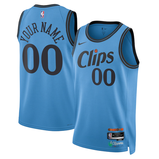 Men's LA Clippers Light Blue 2024/25 Custom Swingman Jersey1 - City Edition