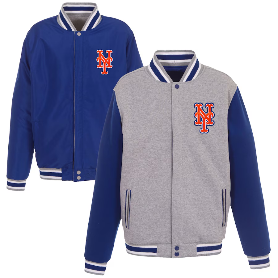 Men's New York Mets JH Design Reversible Fleece Full-Snap Jacket