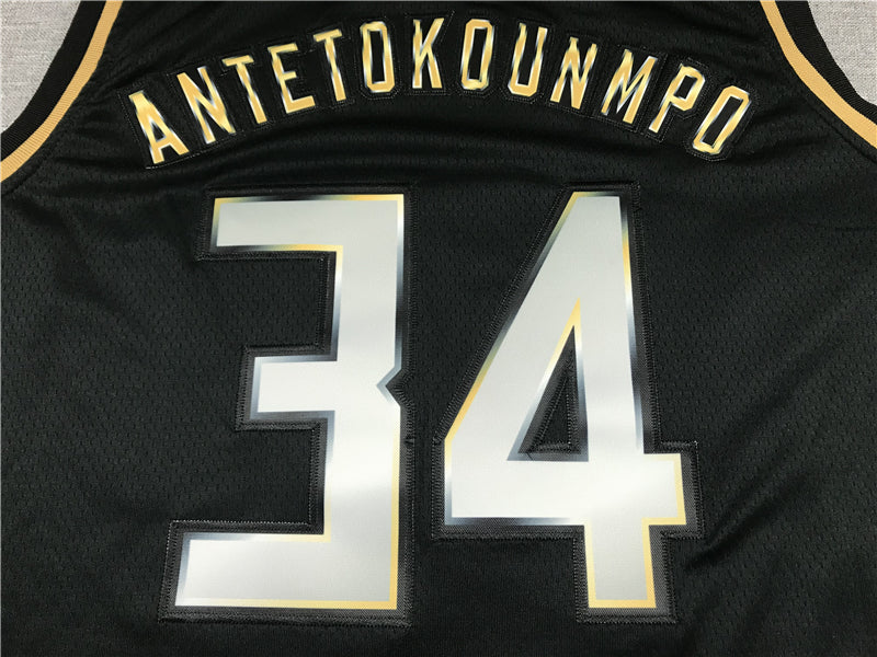 Men's Milwaukee Bucks Giannis Antetokounmpo #34 Black Swingman Jersey1
