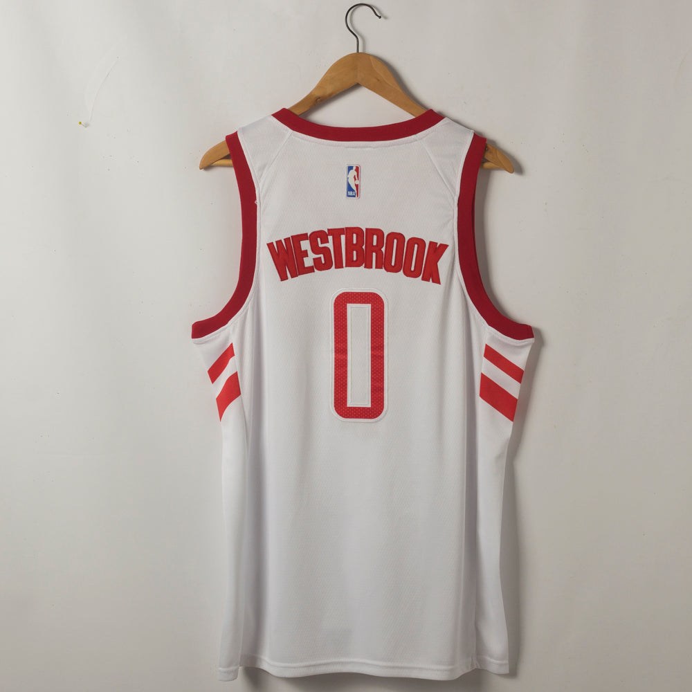Men's Houston Rockets Russell Westbrook #0 NBA White Classics Swingman Player Jersey1