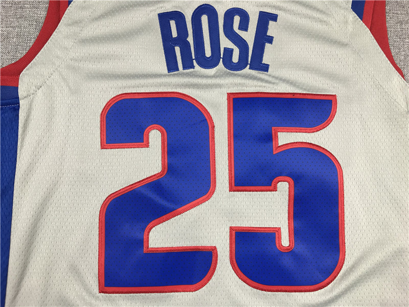 Men's Detroit Pistons Derrick Rose #25 Silver Swingman Jersey1