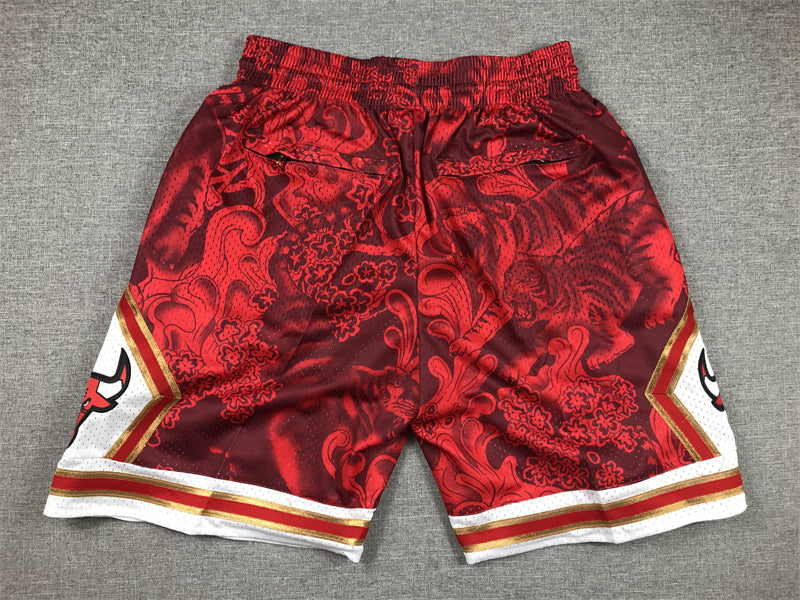 Men's Chicago Bulls Tiger Year Limited Edition Red Basketball Shorts1