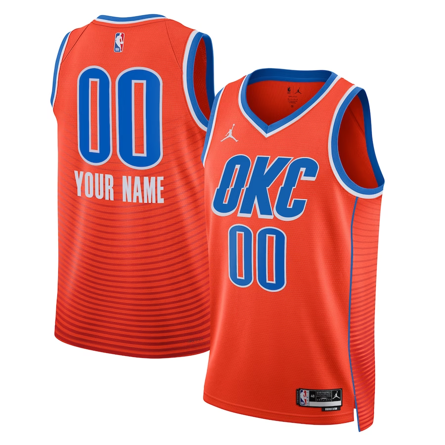 Men's Oklahoma City Thunder Orange 2022/23 Swingman Custom Jersey1 - Statement Edition