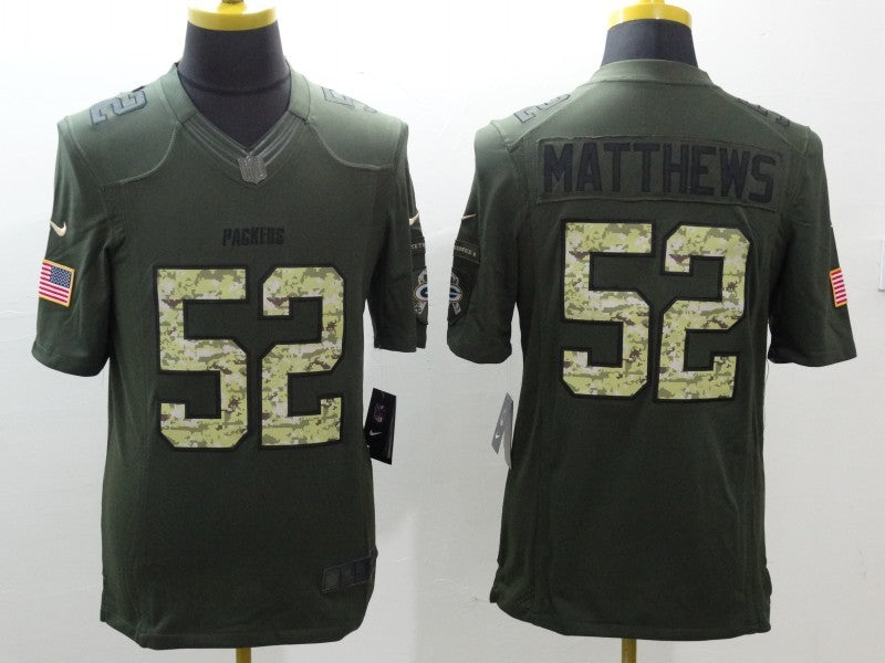 Men's Green Bay Packers Clay Matthews #52 Army Green Game Jersey1