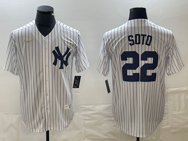 Men's New York Yankees Juan Soto #22 White Home Cooperstown Collection Player Jersey1