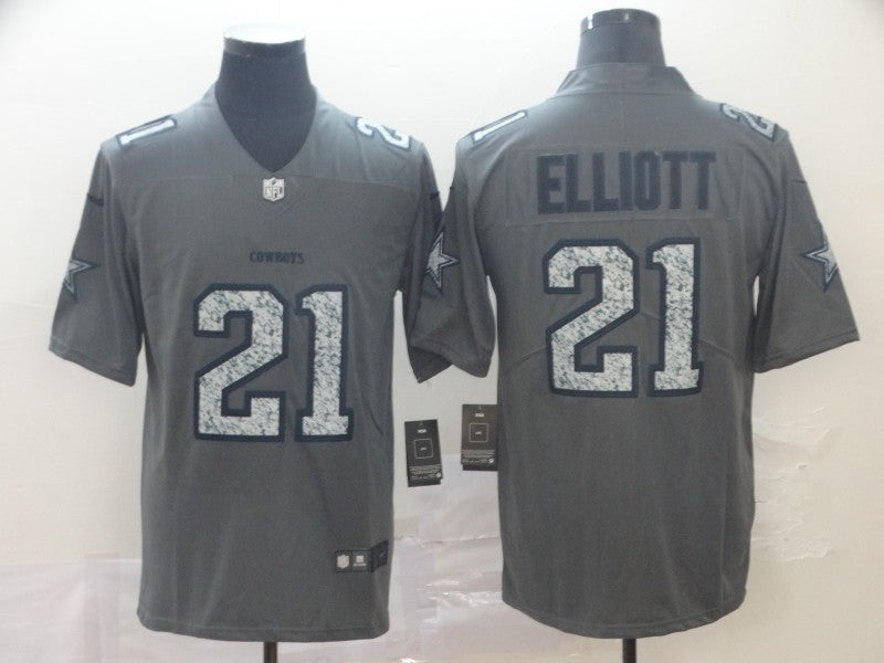 Men's Dallas Cowboys Ezekiel Elliott #21 Gray Player Game Jersey1