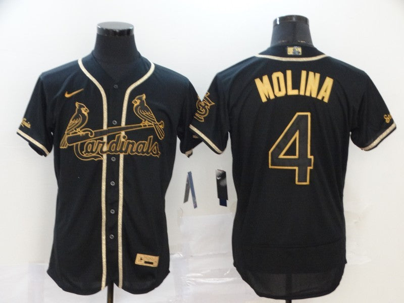 Men's St. Louis Cardinals Yadier Molina #4 Black Stitched Jersey1