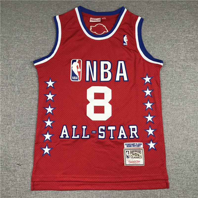 Men's 03 All Star Los Angeles Lakers Kobe Bryant Red Hardwood Classics Swingman Jersey1
