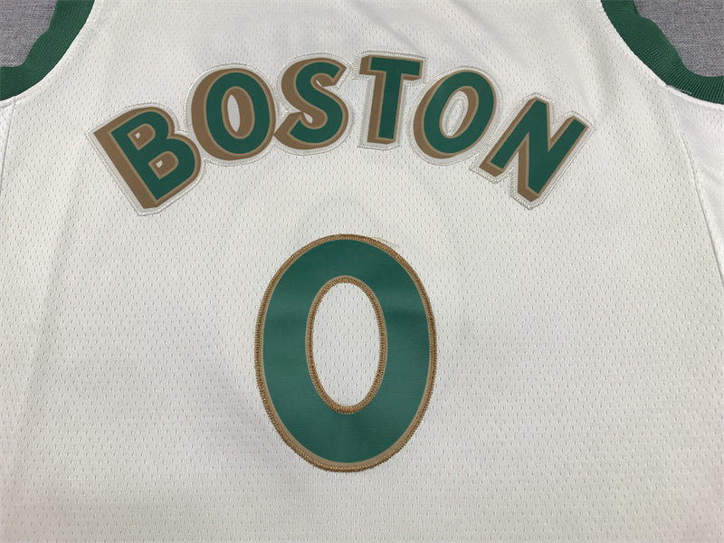 Men's Boston Celtics Jayson Tatum #0 White 2023/24 Swingman Jersey1 - City Edition