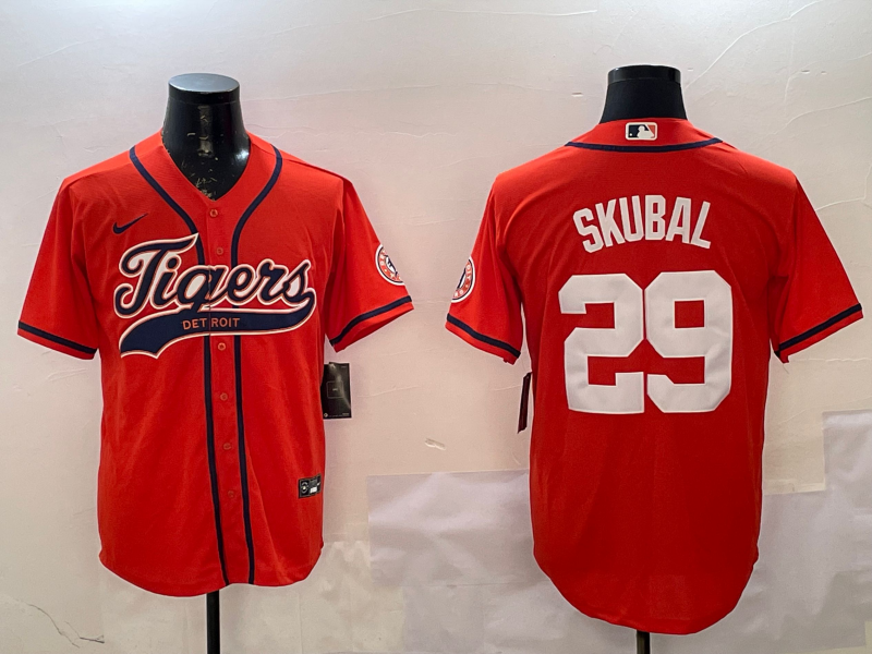 Men's Detroit Tigers Tarik Skubal #29 Orange Player Jersey1