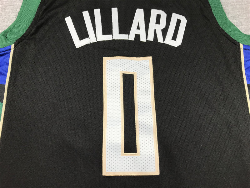 Men's Milwaukee Bucks Damian Lillard #0 Black Swingman Jersey1