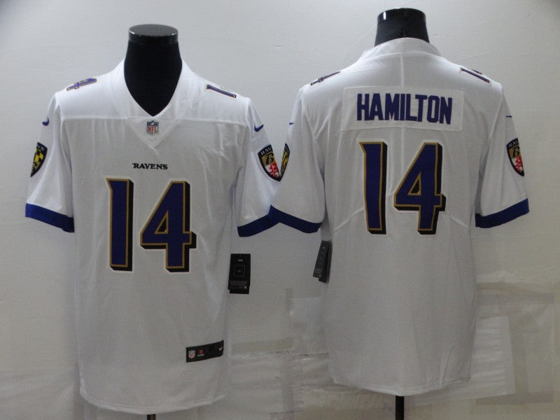 Men's Baltimore Ravens Kyle Hamilton #14 White Game Jersey1