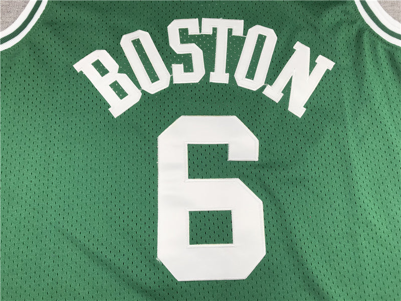 Men's Boston Celtics Bill Russell #6 Kelly Green Hardwood Classics Authentic Jersey1