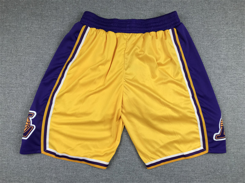 Men's Los Angeles Lakers Yellow Hardwood Classics Basketball Shorts1