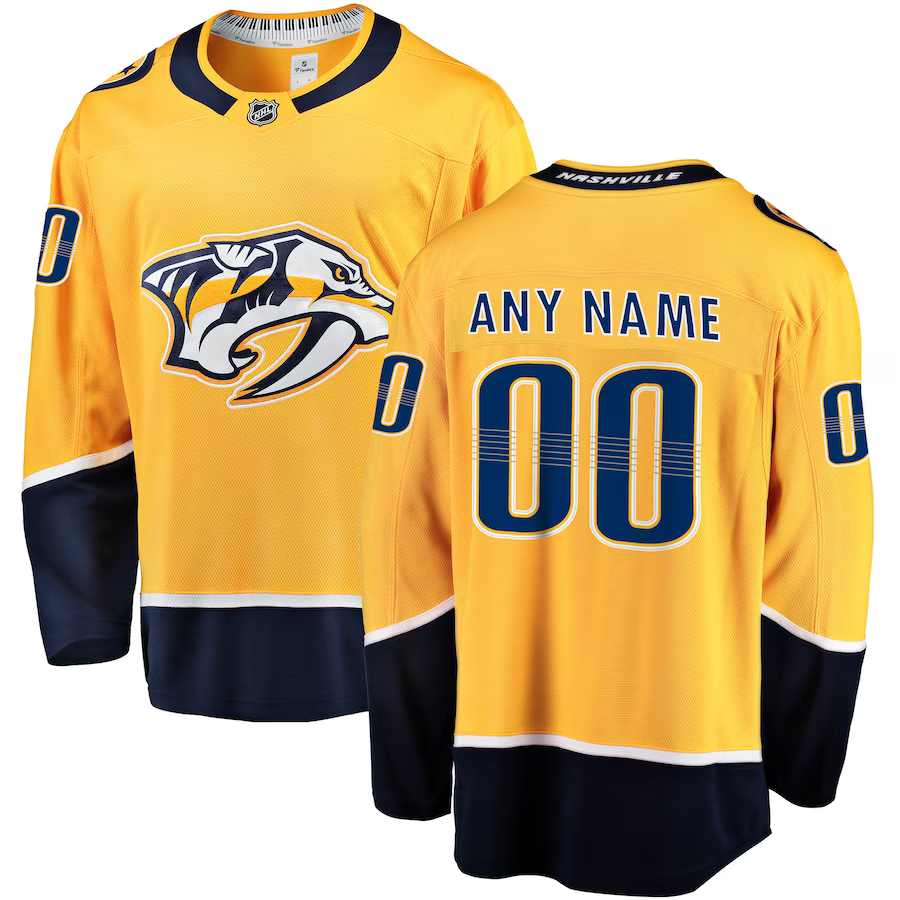 Nashville Predators Gold Home Breakaway Custom Jersey - JerseysFreak