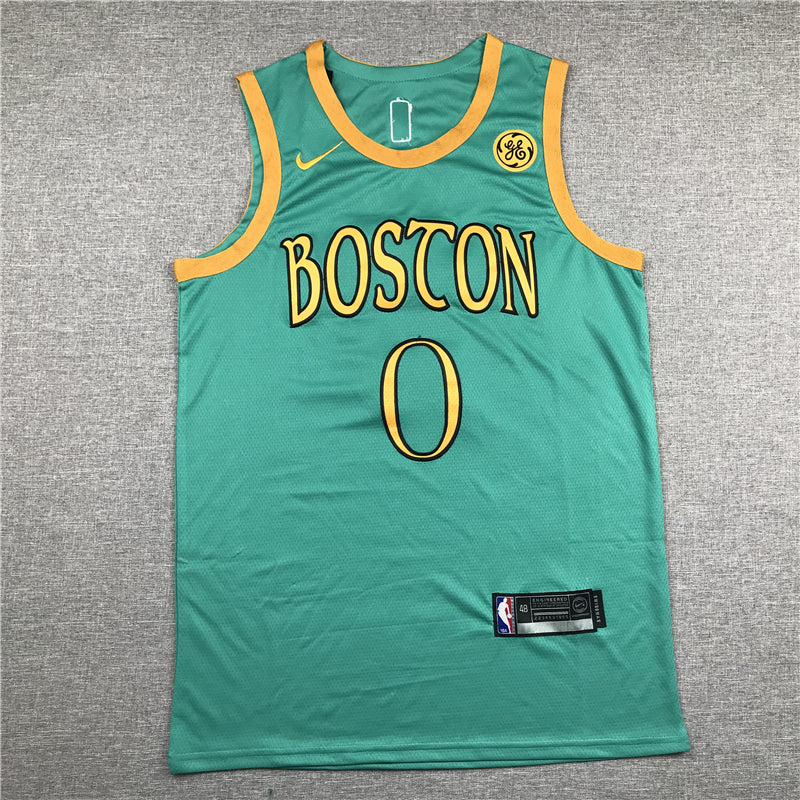 Men's Boston Celtics Jayson Tatum #0 NBA Green Swingman Player Jersey1