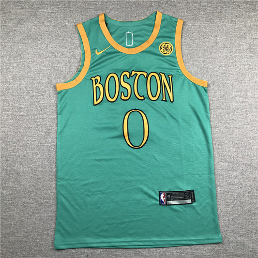 Men's Boston Celtics Jayson Tatum #0 NBA Green Swingman Player Jersey1