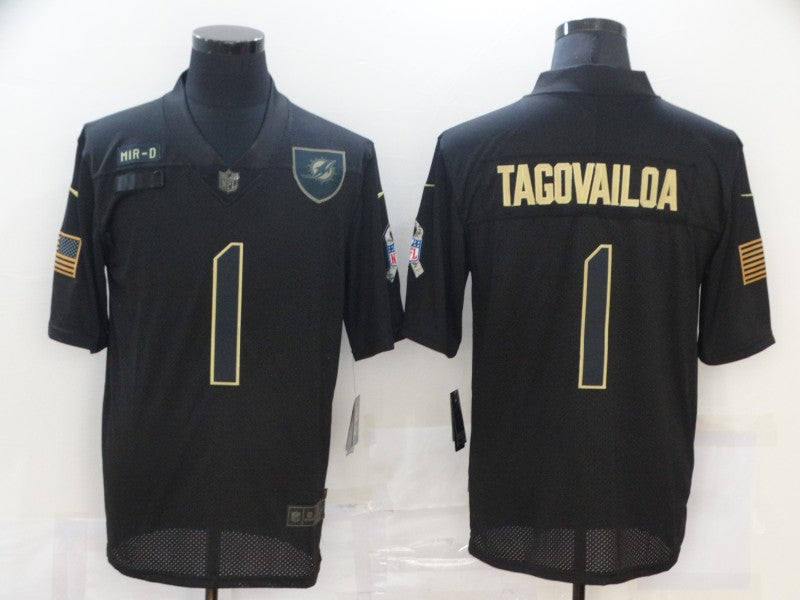 Men's Miami Dolphins #1 Tua Tagovailoa Black Player Game Jersey1