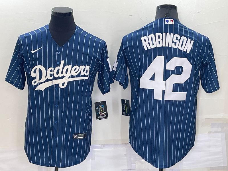 Men's Los Angeles Dodgers Jackie Robinson #42 Blue Fashion Player Jersey1