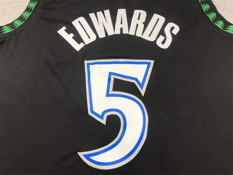 Men's Minnesota Timberwolves Anthony Edwards #5 Black Swingman Jersey1