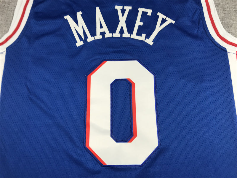 Men's Philadelphia 76ers Tyrese Maxey Blue 2020/21 Fast Break Replica Jersey1